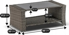 Zestaw Mebli Ogrodowych DELGADO Szary Sofa Fotele Pufy Stolik Technorattan Nowoczesny