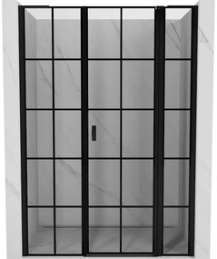 Mexen Mist L drzwi prysznicowe uchylne prawe 135 cm, czarna kratka, czarne - 8A4L-135-001-70-77-P