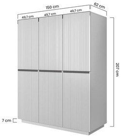 Szafa Nicole 150 cm z półkami i szufladami - biały mat / czarne uchwyty