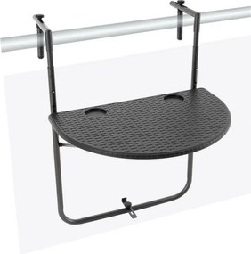 Zestaw wiszący stół i 2 krzesła w stylu rattanu, czarny