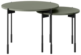 Stolik kawowy Sonatia 60 cm okrągły na metalowych nogach - oliwka