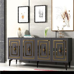 Komoda z płyty wiórowej pokrytej melaminą – 150 cm – antracyt