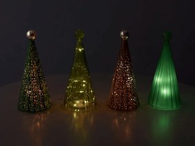 Szklana świecąca choinka TWINKLE z oświetleniem LED 22 cm, odcienie brązowo-zielone.