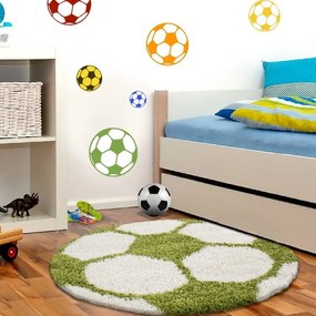Dywan dziecięcy Shaggy Fun kremowo-zielony piłka  120 cm x 120 cm koło