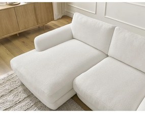 Biały narożnik z materiału bouclé (lewostronny/z szezlongiem) Leonore – Bobochic Paris