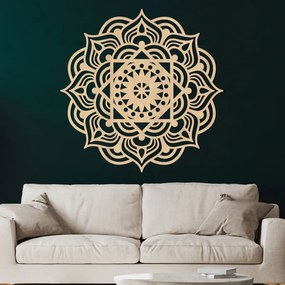 Drewniana mandala na ścianie jako obraz | SYMMETRIA