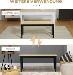 HOMCOM Ławka dwuosobowa drewniana do kuchni i jadalni wytrzymała elegancka obciążenie do 220 kg | Aosom PL