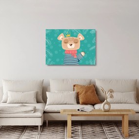 Obraz na szkle - Machający niedźwiadek (70x50 cm)