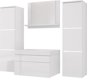 Zestaw mebli łazienkowych, Matowa biel, Połysk biały, 120 x 110 cm