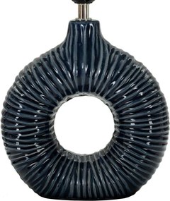 Niebieska lampa stołowa ceramiczna z tekstylnym kloszem (wysokość 43 cm) Seta – Mauro Ferretti