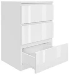Komoda BASIC 3 szuflady – Biała połysk | 50x75x40 cm