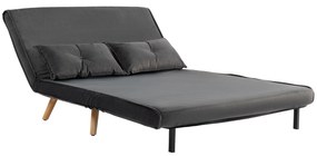 HOMCOM Dwuosobowe sofa do spania, kanapa, która przekształca się w łóżko, regulowane oparcie, pokrycie materiałowe, metalowa rama, szary