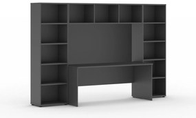 Zestaw regałów INTEGRO ze stołem, niska, 2950 x 700/400 x 1920 mm, grafit