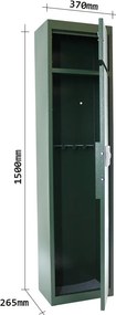 Szafa na broń długą GUN 5EL - zamek elektryczny, 1500x370x265 mm
