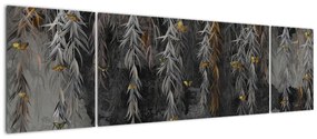 Obraz - Gałązki wierzby na czarnym tle (170x50 cm)