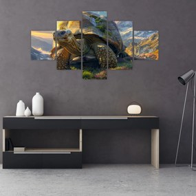 Obraz - Żółw i górski krajobraz (125x70 cm)