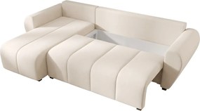Rozkładana dwustronna sofa narożna do L SEVIO 246x145 cm, kremowa + 2 poduszki ZA DARMO
