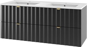 Czarny Zestaw Łazienkowy 120cm Szafka z Umywalką Ryflowane Fronty Arcos