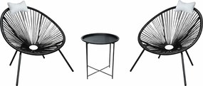Czarny zestaw ogrodowy stolik i 2 krzesła acapulco N8-C35