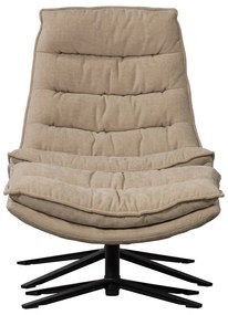 Obrotowy fotel z podnóżkiem z tkaniny szenilowej w naturalnym kolorze Kube – WOOOD