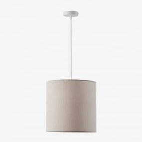Lampa Sufitowa Wisząca Z Tkaniny Arlina Biała & Jasnoszary Taupe Ø40 Cm - ↑30 Cm Arlina - Sklum
