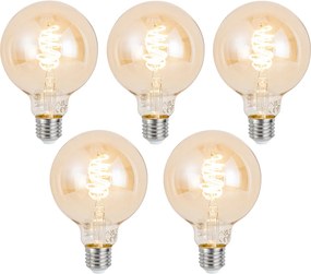 Zestaw 5 Inteligentne ściemnialne żarówki LED E27 G95 Bursztynowe 4,9W 320lm 2500K