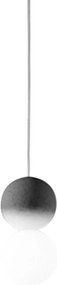 Sfera - Pojedyncza lampa wisząca z ciemnoszarą betonową kulą i opalowym szkłem - 1XG9 max 1X7W, biała oprawka, IP20