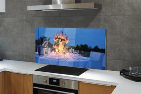 Panel nad Blat Kuchenny Romantyczna Kolacja: Wino i Kwiaty