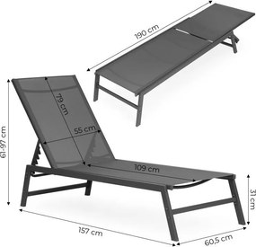 Leżak ogrodowy regulowany Alvero z siatki, kolor szary