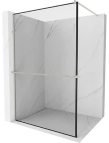 Mexen Kioto+ ścianka prysznicowa z półką Walk-in 80 x 200 cm, czarny wzór, nikiel szczotkowany - 800-080-121-97-70
