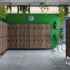 Szafa socjalna 10-drzwiowa BARTEK, 1360 x 1720 x 450 mm, Eco Design: antracytowa/ orzech