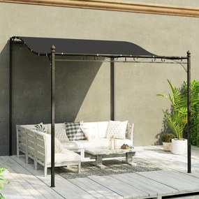 Outsunny 2,5 x 3 m Pergola, montowana na ścianie, odporna na wodę, metalowa konstrukcja, otwory odpływowe, zacienienie, ciemnoszary
