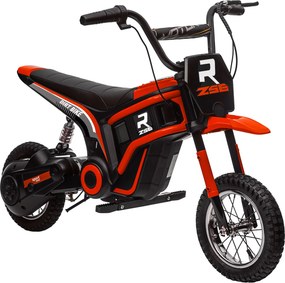 HOMCOM Elektryczny Motocykl dla Dzieci, 24V z Klaksonem, Światłem, Dźwignią Gazu, 8-16 km/h, 8-12 Lat, Czerwony
