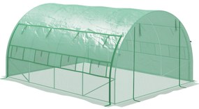 Outsunny Szklarnia foliowa, Szklarnia, przechodnia, Okno siatki, Rama metalowa, 4x3x2m, Zielony