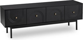 Szafka RTV w stylu glamour Marlen 155 cm, kolor czarny