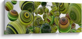Obraz pasiastych kulek (z zegarem) (90x30 cm)