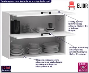 Biała górna szafka kuchenna z podwójnym frontem 80 cm Azalia 2X