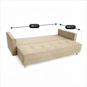 Sofa z Funkcją Spania LONAR Beżowa Boucle Japandi