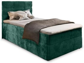 Tapicerowane łóżko kontynentalne GLORIEN VELVET 90x200 cm ciemnozielone Materac: Materac sprężynowy Bonell
