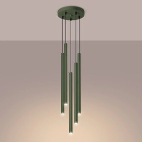 Lampa wisząca PASTELO 5P zielona oliwka SOLLUX  LIGHTING