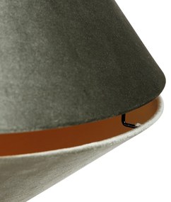 Lampa wisząca czarna z podwójnym aksamitnym abażurem zielonym ze złotym wnętrzem - Blitz klasyczny/Antyczny Oswietlenie wewnetrzne