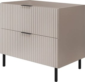 Szafka pod umywalkę, Kaszmir + czarny uchwyt, 80 x 77 x 46 cm, nogi czarne, bez blatu