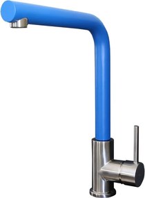 Esseloki bateria zlewozmywakowa ze stali nierdzewnej i niebieską wylewką - Essebagno