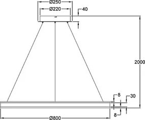 Lampa wisząca Palau LED 64W 3000K, ściemnialna, Ø80 cm, matowe złoto - żyrandol z metalu i metakrylanu