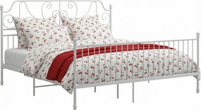 Dwoosobowe białe łóżko metalowe 140x200 cm T0-D56