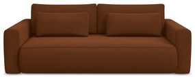 Aksamitna rozkładana/ze schowkiem sofa w kolorze terakoty 238 cm Kapua – Makamii