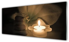 Obraz na Szkle Świeczka Kamienie Spa