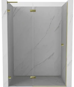 Mexen Lunar L drzwi prysznicowe uchylne lewe 130 cm, transparent, złote - 834L-130-000-50-00-L