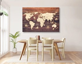 Obraz mapa na drewnie