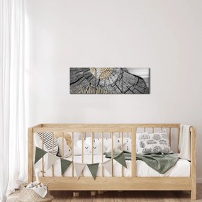 Obraz - Pień drzewa w kolażu (z zegarem) (90x30 cm)